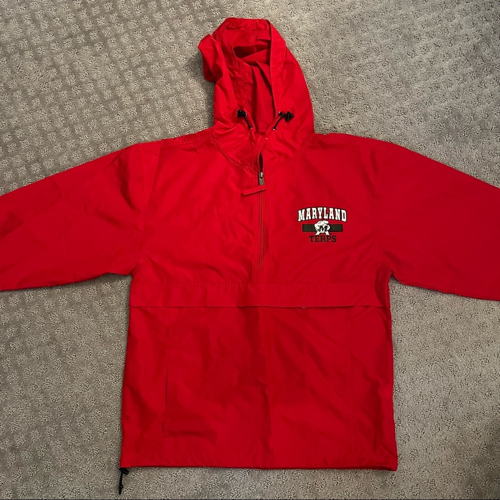 University of Maryland UMD Red Champion Windbreaker Jacket NWOT
